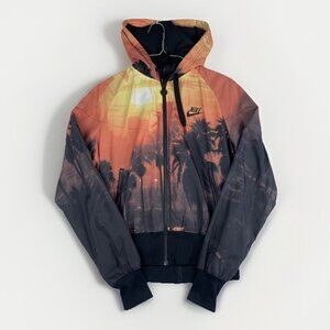 RARE Nike Sportswear Windbreaker Jacket Sunset Beach Palm Trees Y2K Wom M